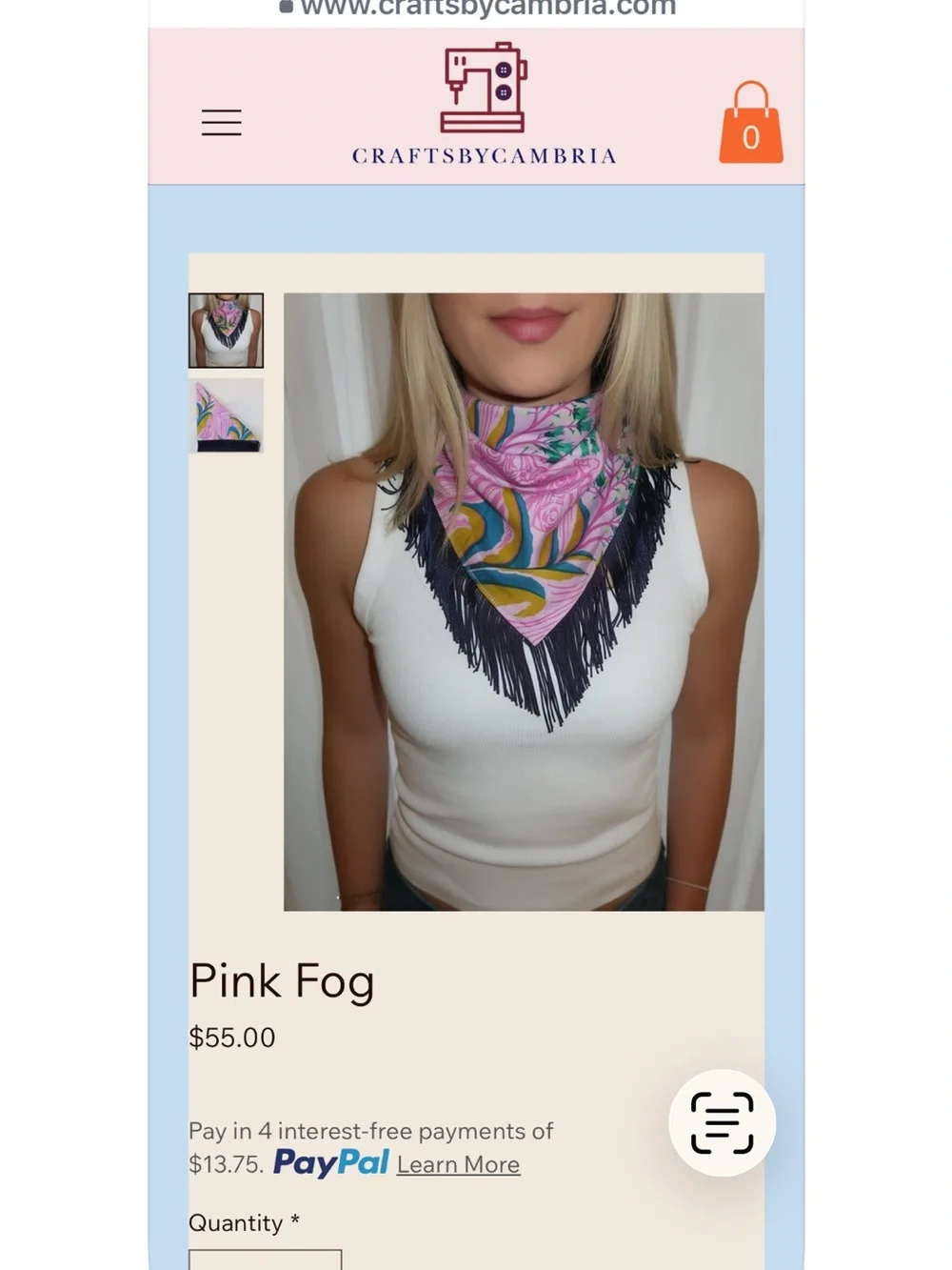 Floral Pink Fringe Bandana Scarf - Women's Accessory